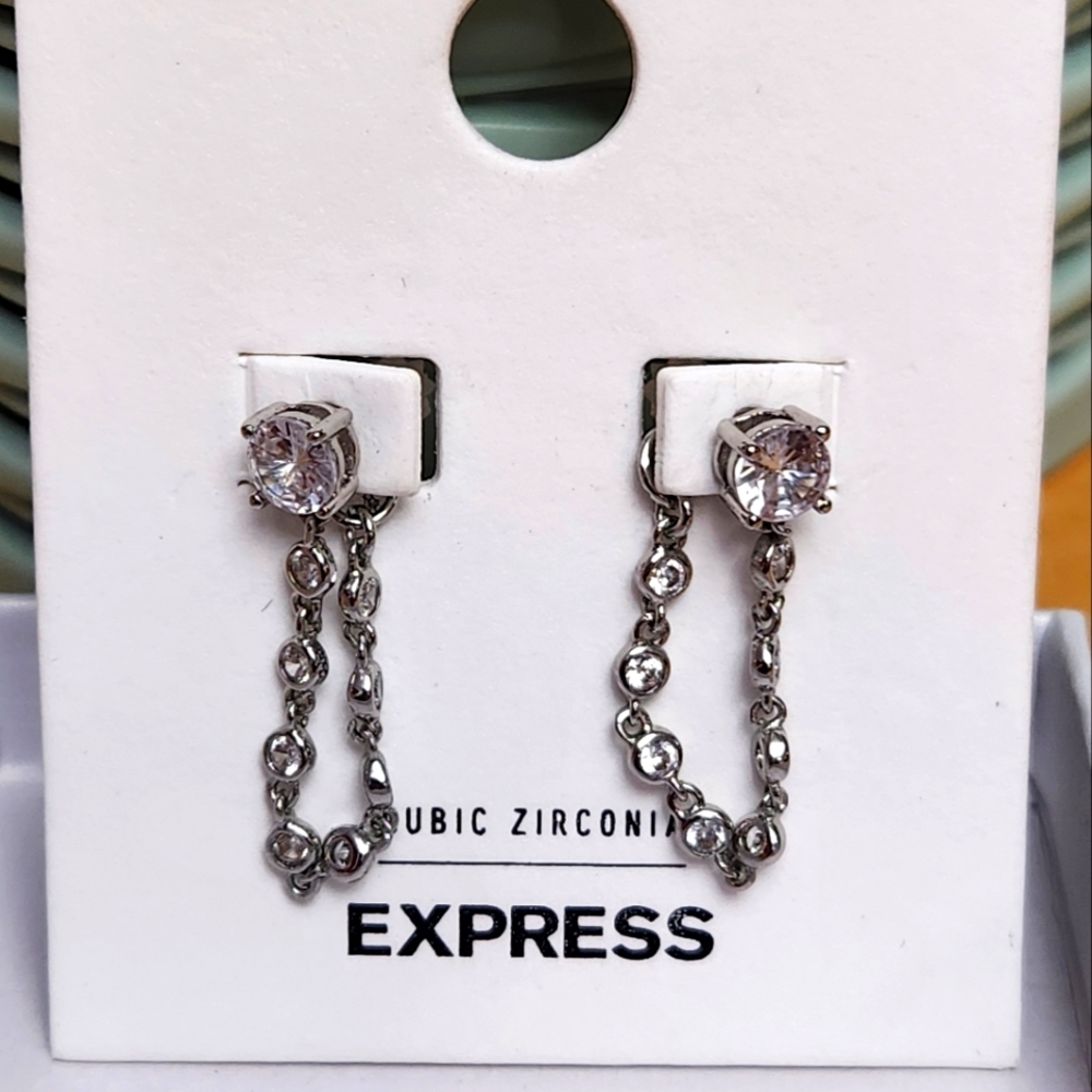 Express cz earings, dangling loops.
